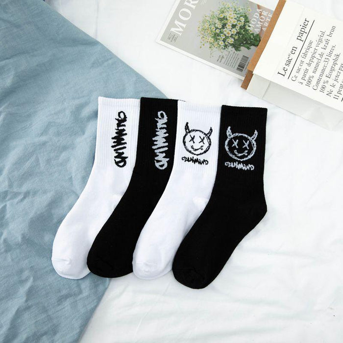 Cotton Men's Cartoon Pattern Hip Hop Socks