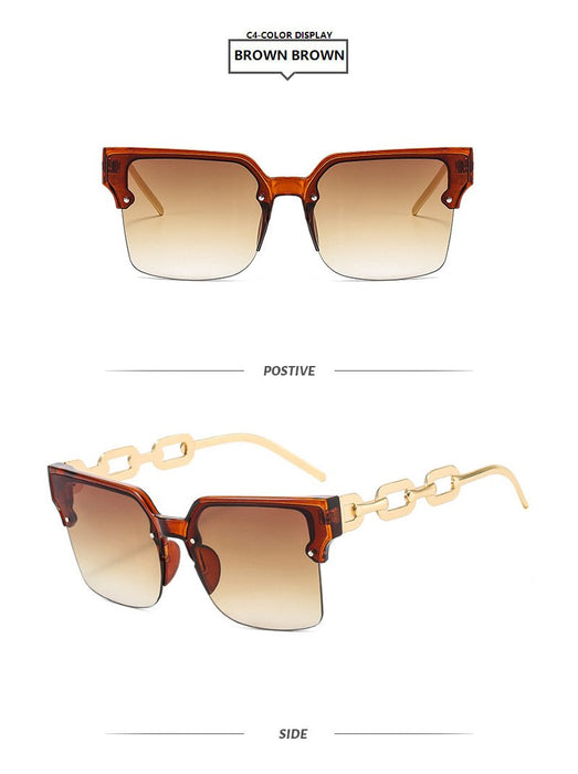 Half frame chain metal sunglasses