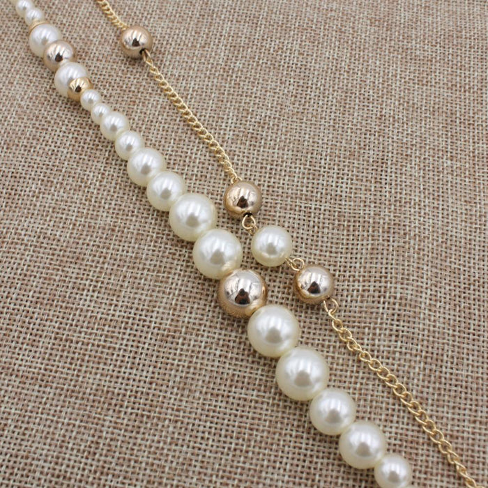 Women's Simple Pearl Necklace Tassel Sweater Chain Necklace