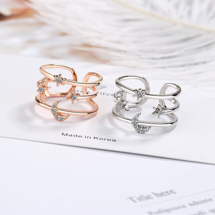 Fashion Niche Double-layer Star Moon Opening Ring