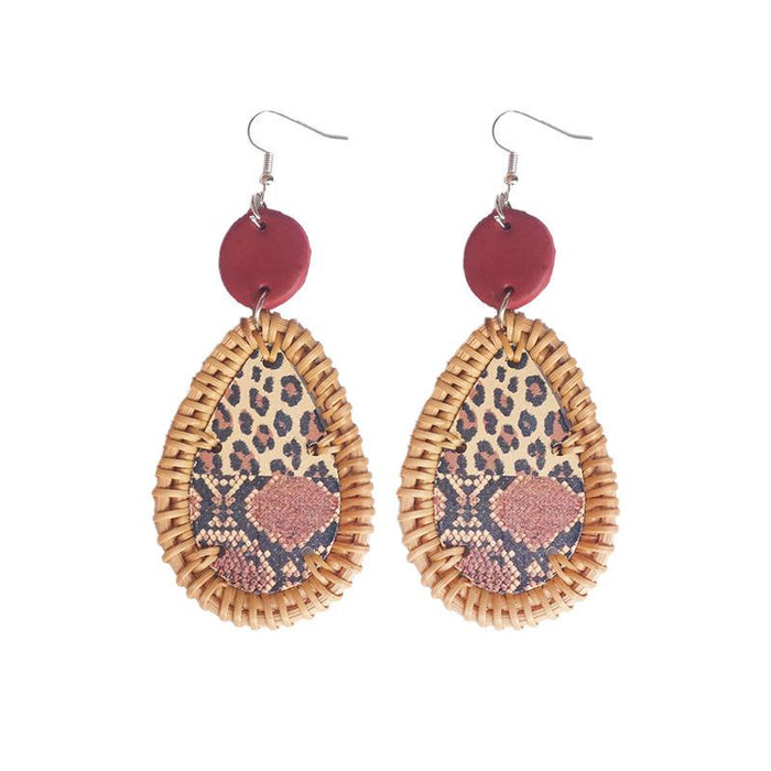 New Fashion Printed Zebra Print Women's Wooden Earrings