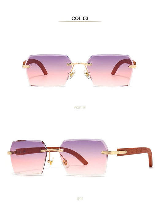 Men's and women's small frame personalized metal rimless Sunglasses