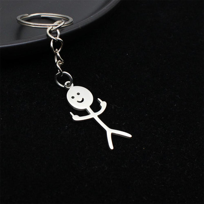 Funny Middle Finger Stickman Keychain