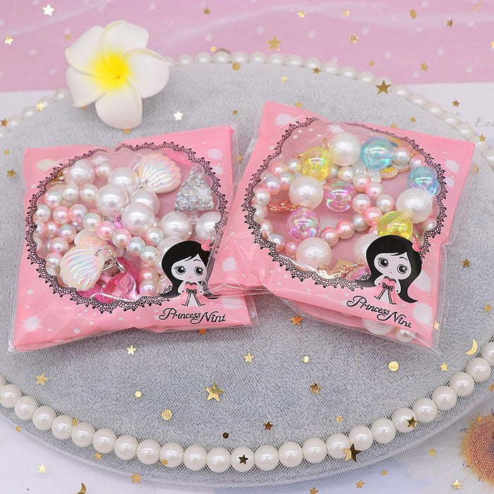 Children's imitation pearl Snow Princess Necklace Bracelet Set