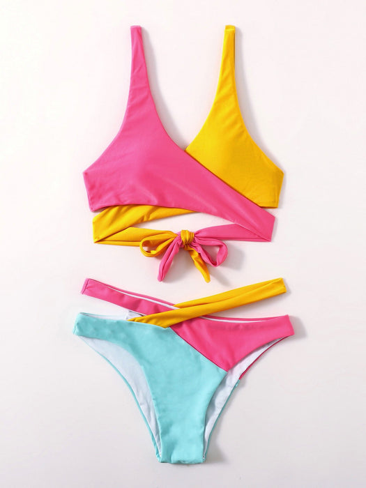 Sexy Strap Two-color Split Bikini Pop Swimsuit