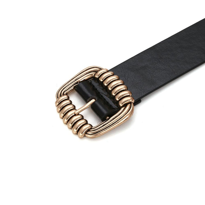 Three dimensional pattern buckle belt women's geometric needle buckle belt