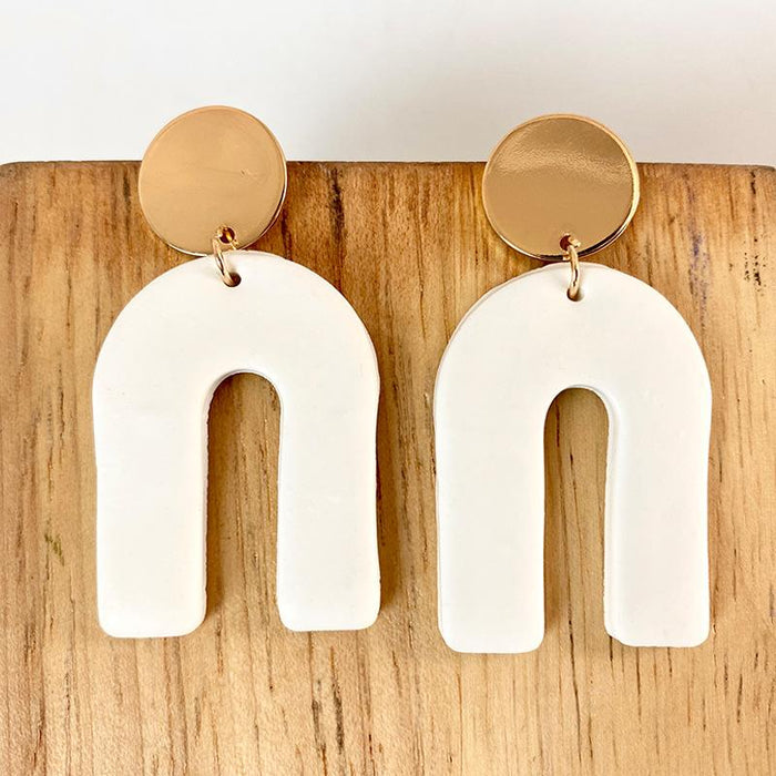 Temperament Dark Moon Geometric Clay Earrings Earrings