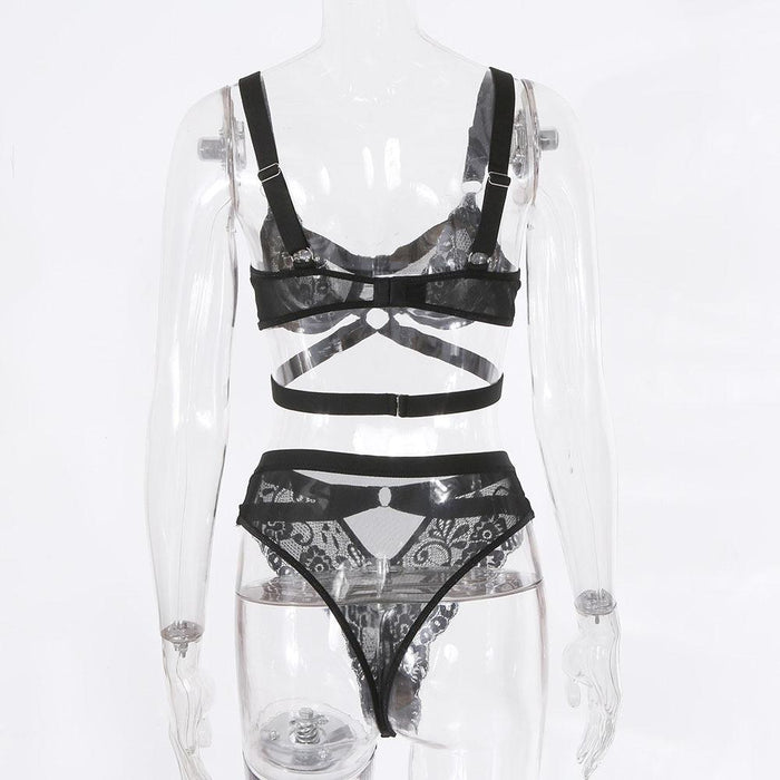 Women Lace Embroidered Flower Sexy Bra Lingerie Set