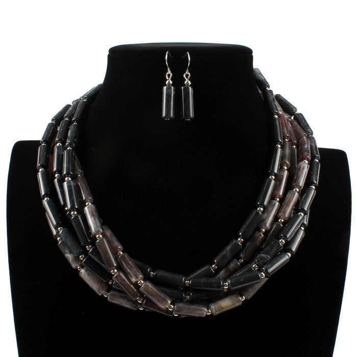 Female Jewelry Two-color Cylindrical Necklace