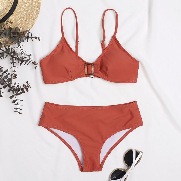 New Solid Nylon Split Bikini