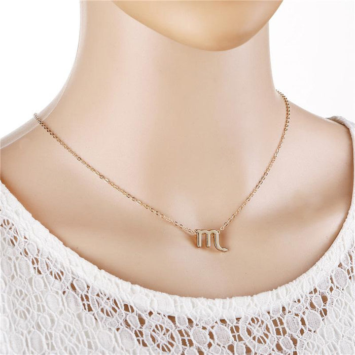 Twelve Constellations Necklace Collarbone Chain Pendant Card Short Necklace
