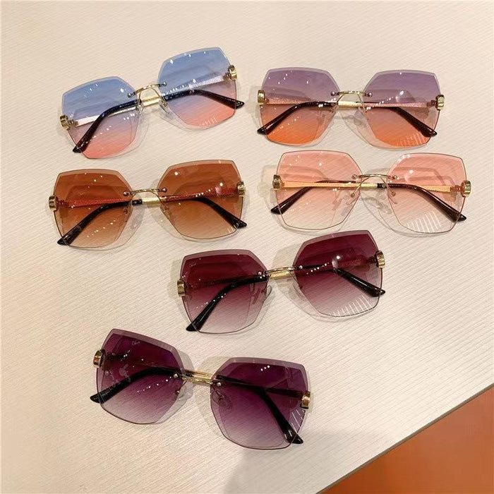 Ocean slice trimming Sunglasses diamond frameless shake
