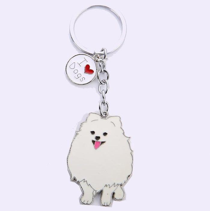 Multicolor Pet Dog Painted Zinc Alloy Keychain