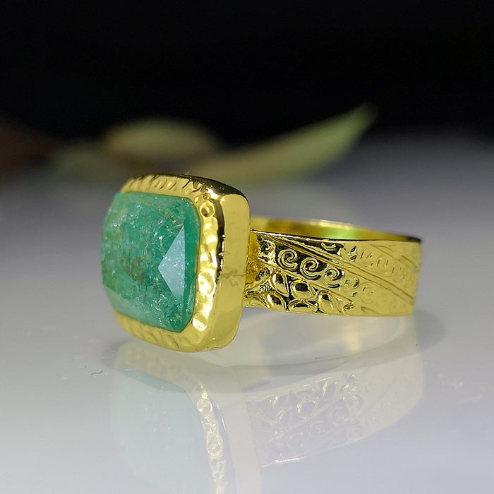 Vintage Emerald Ice Flower Gem Ring