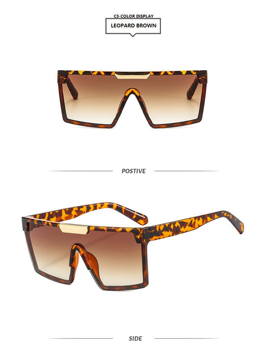 Square large frame one piece contrast Sunglasses
