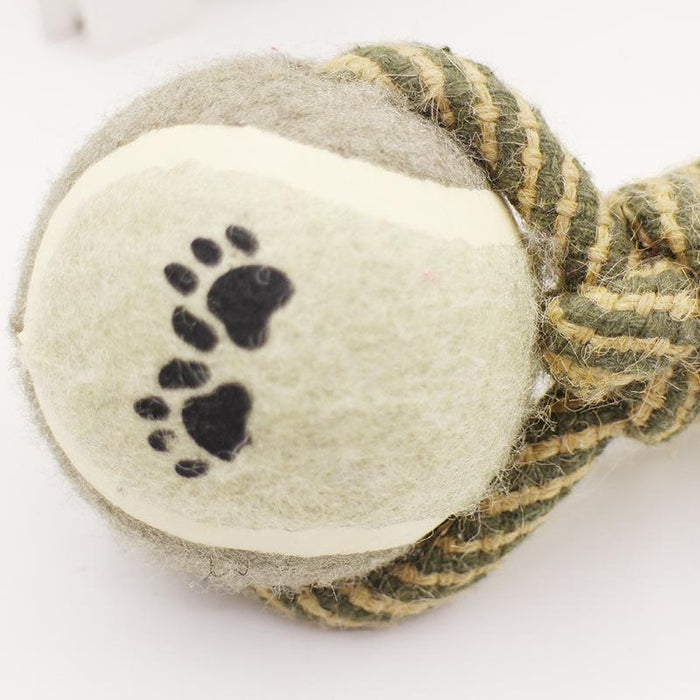 Pet Chew Toy Cotton Rope Tennis Dumbbell Rubber Toy