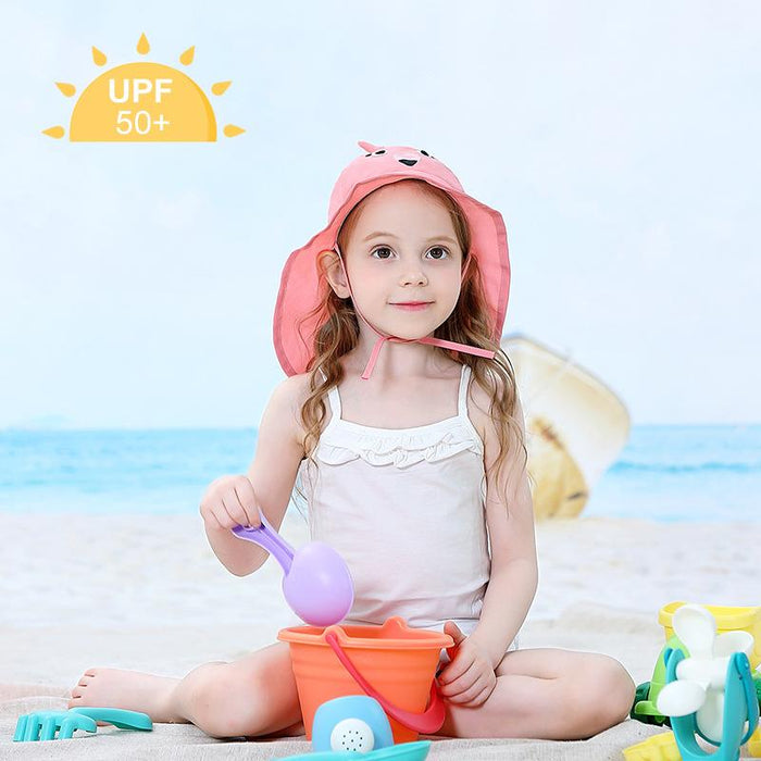 Cartoon Flamingo Outdoor Sunscreen Thin Children's Shawl Hat