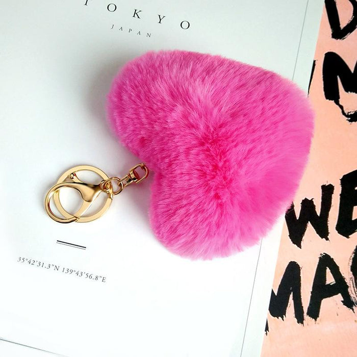 Love Wool Ball Metal Key Chain Car Pendant Women's Bag Pendant