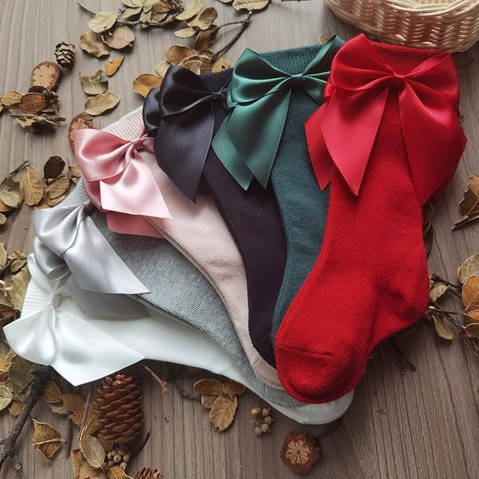 Big Bow Long Soft Cute Kids Christmas Sock