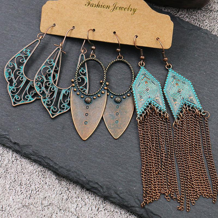 3 pairs/set Earrings Bohemian Style Jewelry X0X36193