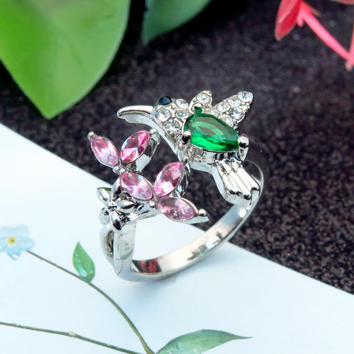 Pop Bird Emerald Color Zircon Women's Ring