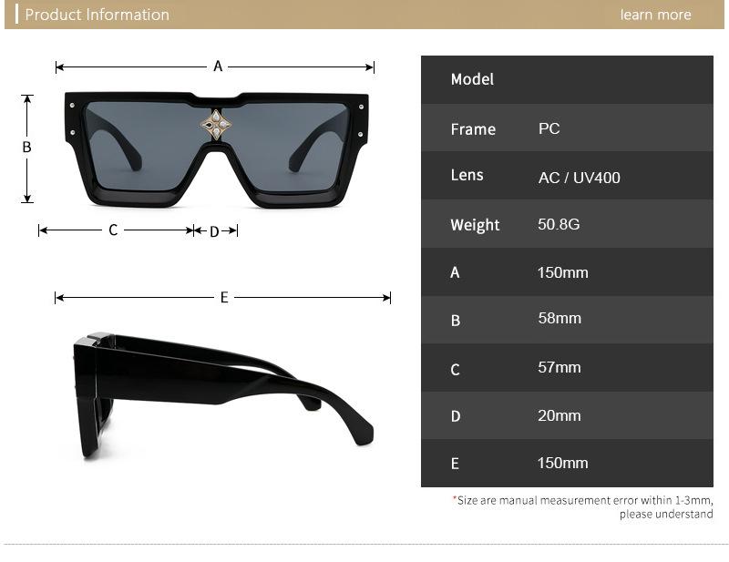 Sunglasses men's and women's Square Rhinestone Sunglasses