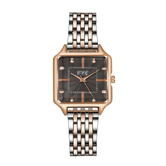 New Simple Square Dial Time Quartz Steel Band Watch Llz20788