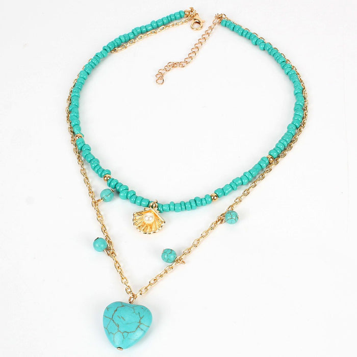 Female Jewelry Personality Love Pendant Pine Stone Necklace Accessories
