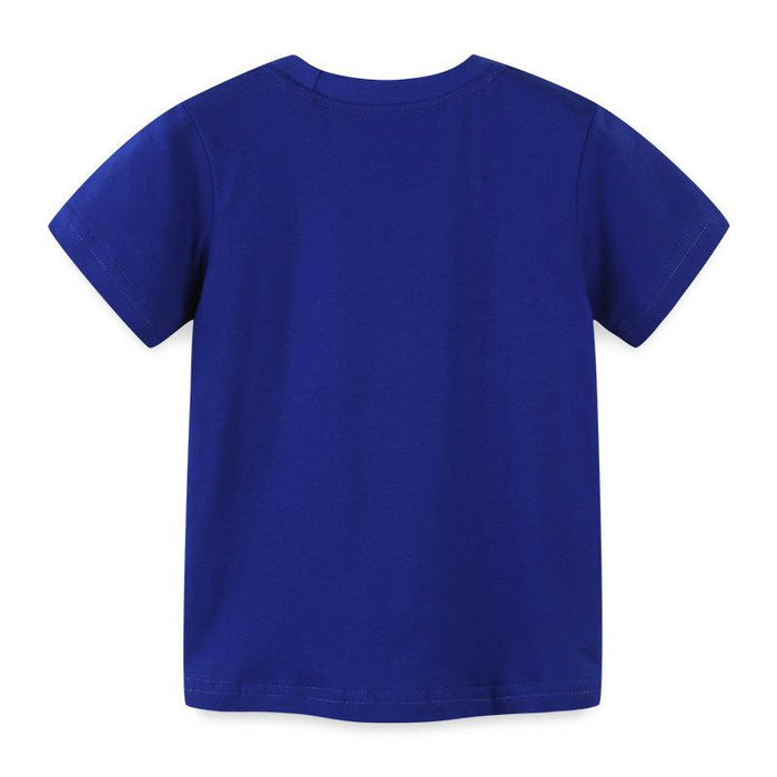 Cartoon round neck knitted cotton children's short sleeved T-shirt