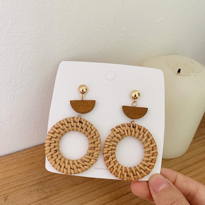 Bohemian Long Handmade Rattan Tassel Earrings