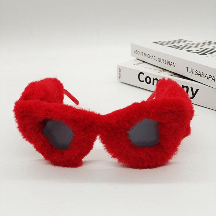 Performance Decorative Red Plush Sunglasses Funny Hats