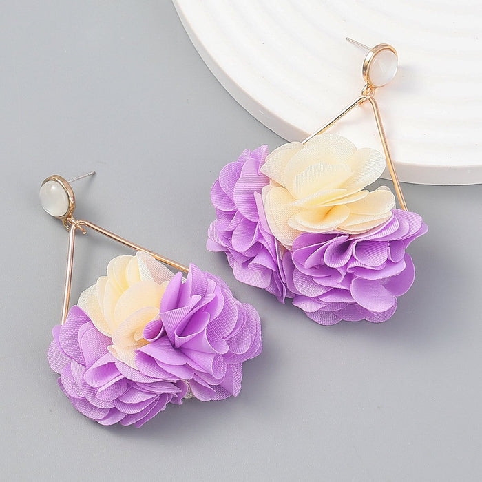 Women's Fashion Multilayer Braided Geometric Floral Earrings