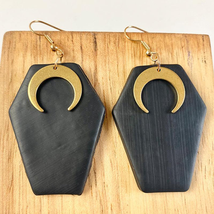 Temperament Dark Moon Geometric Clay Earrings Earrings