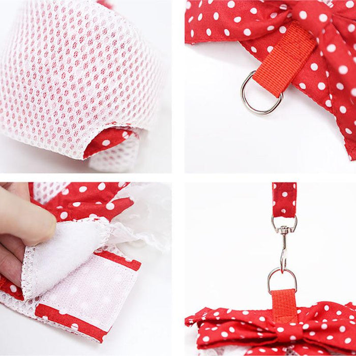 Cute Bow-knot Small Dog Harness Vest Leash Suit Pet Accessories