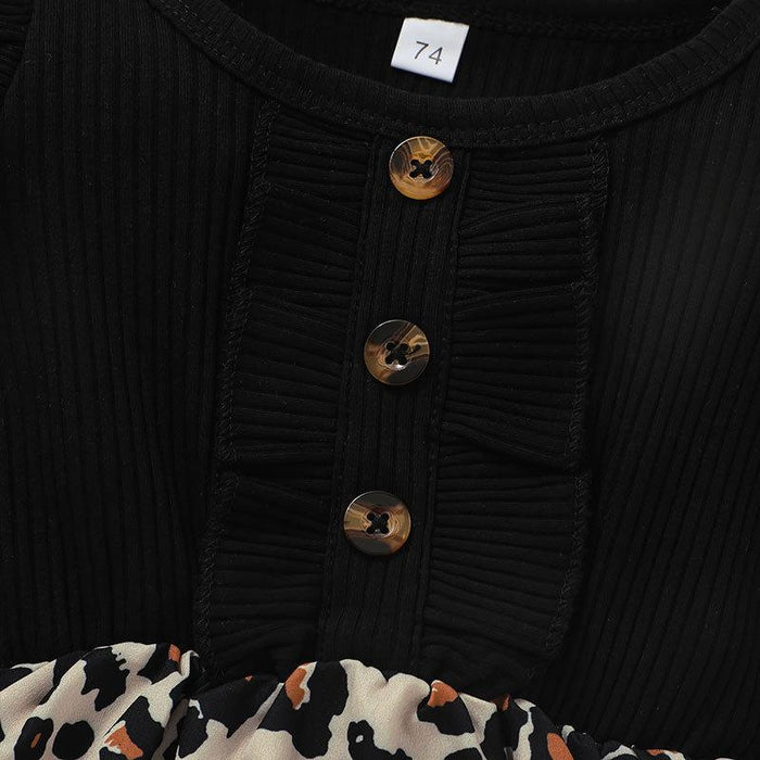 Gilrs Leopard Long Sleeve Skirt with Headband