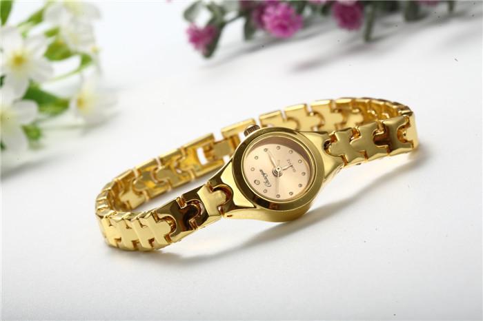 Gold Plated Women Bracelet Wristwatch