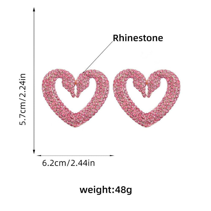Geometric love shaped alloy Rhinestone Earrings female