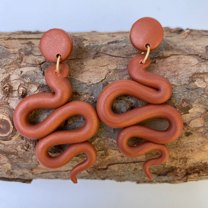 New Snake Shaped Soft Ceramic Snake Shaped Clay Earrings