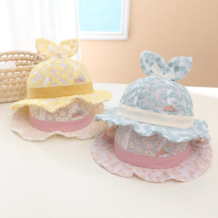 Summer Lace Rabbit Ear Children's Fisherman's Net Hat