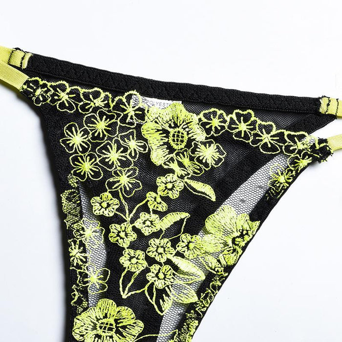 Women's Embroidered Underwire Lingerie Sexy Lace Underwear