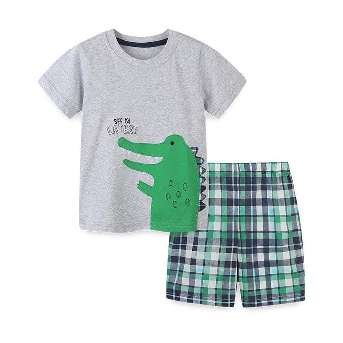 Children's suit knitted cotton T-shirt set