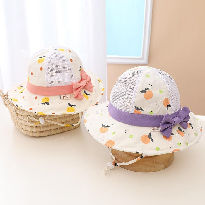 Summer Cute Bow Children's Breathable Mesh Fisherman Hat