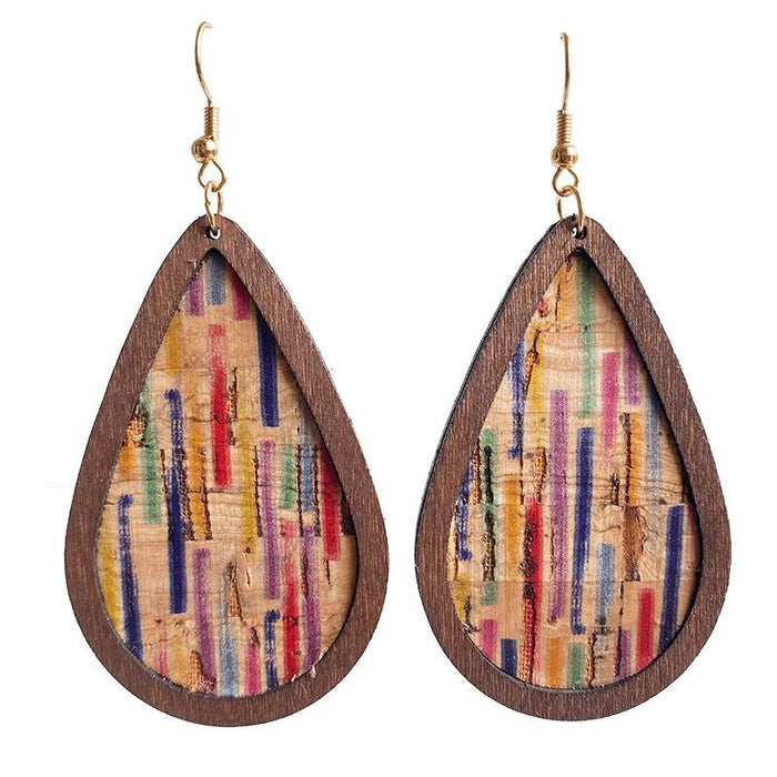 Simple Vintage Wood Grain Drop Shape Women's Earrings