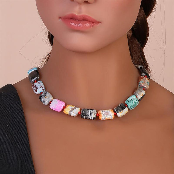 DIY Handmade Beaded Natural Agate Necklace