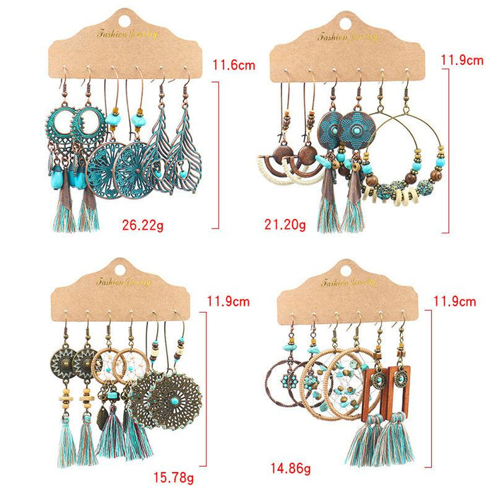 3 pairs/set Earrings Bohemian Style Jewelry X0X36206