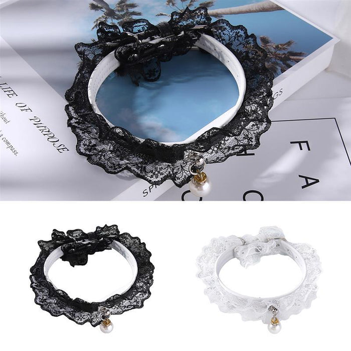 Pet Collar Adjustable Lace Decor Cat Dog Necklace Collar Pet Supplies Party Dress Up Hair Accessories