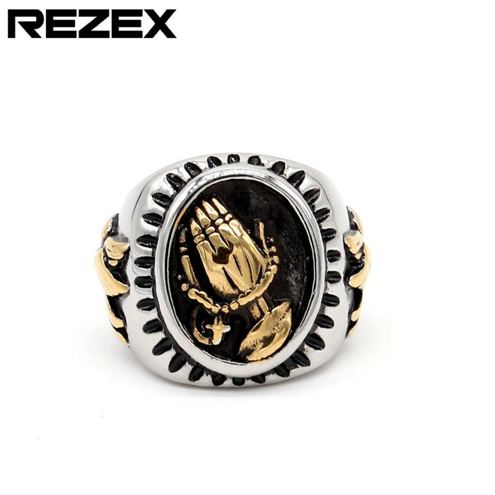 Christian Hands Prayer Peace Pigeon Titanium Steel Ring