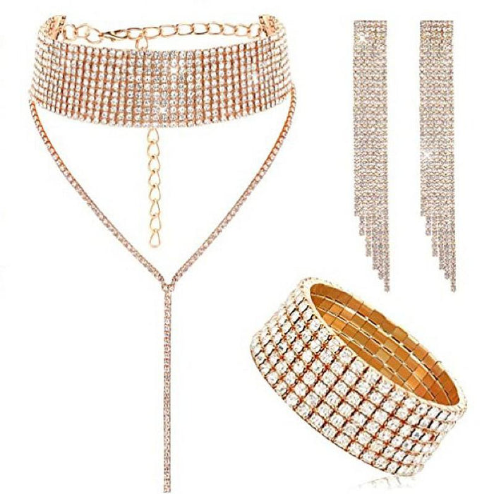 Simple Fashion Ladies Jewelry Bracelet Earring Necklace Three Piece Set