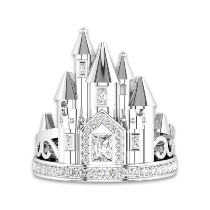 New Vintage Exaggerated Castle Oxidation Ring