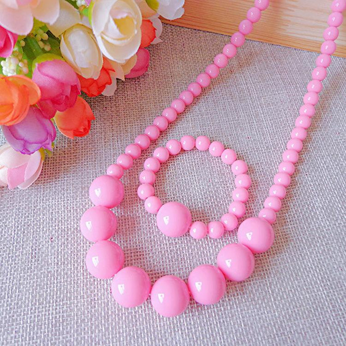 Girls Color Beaded Jewelry PRINCESS NECKLACE BRACELET SET